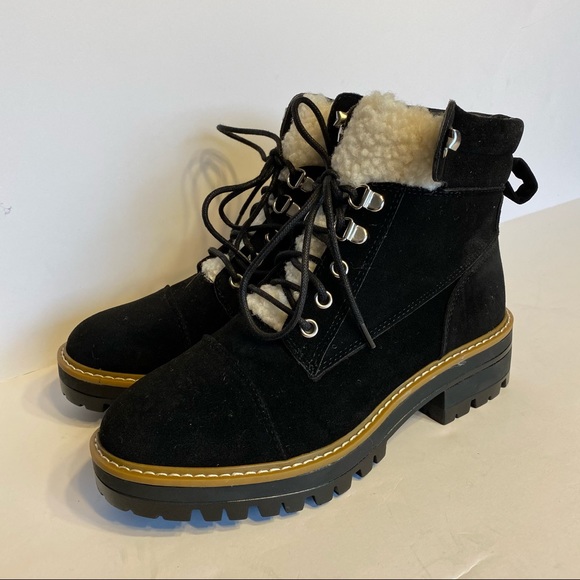 Time and Tru Shoes - NWT Womens Sherpa Combat Black Boots Memory Foam